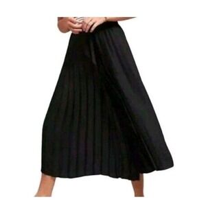 Anthropologie Feather Bone Black Pleated Wide-Leg Culette Pants Sz XS